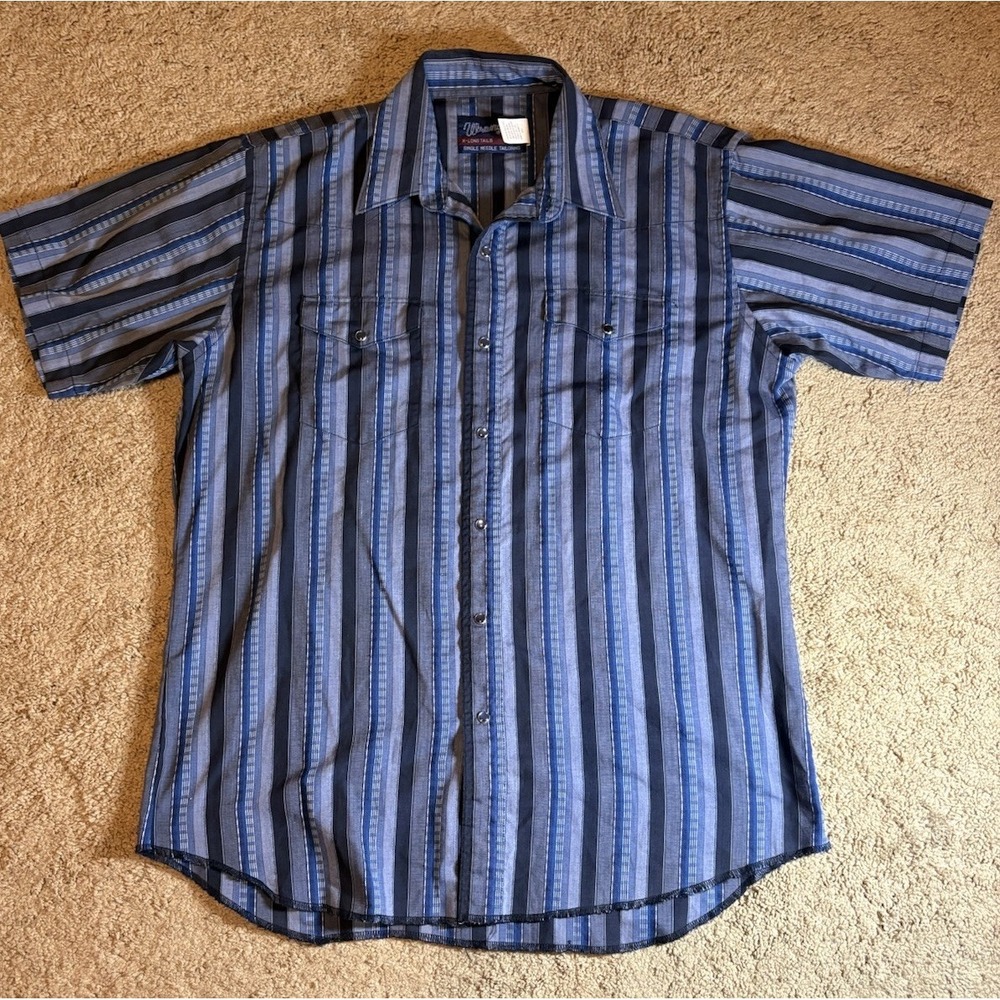 Vintage‎ Wrangler Button Down Shirt Men X-Long Tail Size 16.5 Vintage Pearl Snap